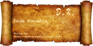 Deák Karméla névjegykártya